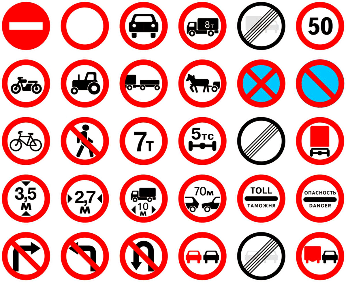 Запрещающие знаки дорожного движения — в картинках с пояснениями по ПДД 2022 года